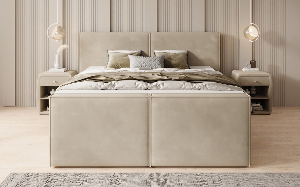 Box spring bed Ophelia II with drawers in velvet