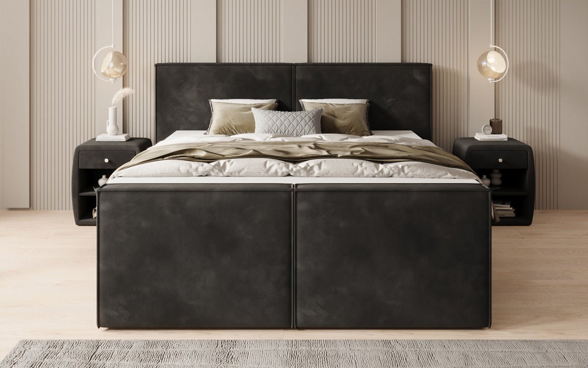 Box spring bed Ophelia II with drawers in velvet