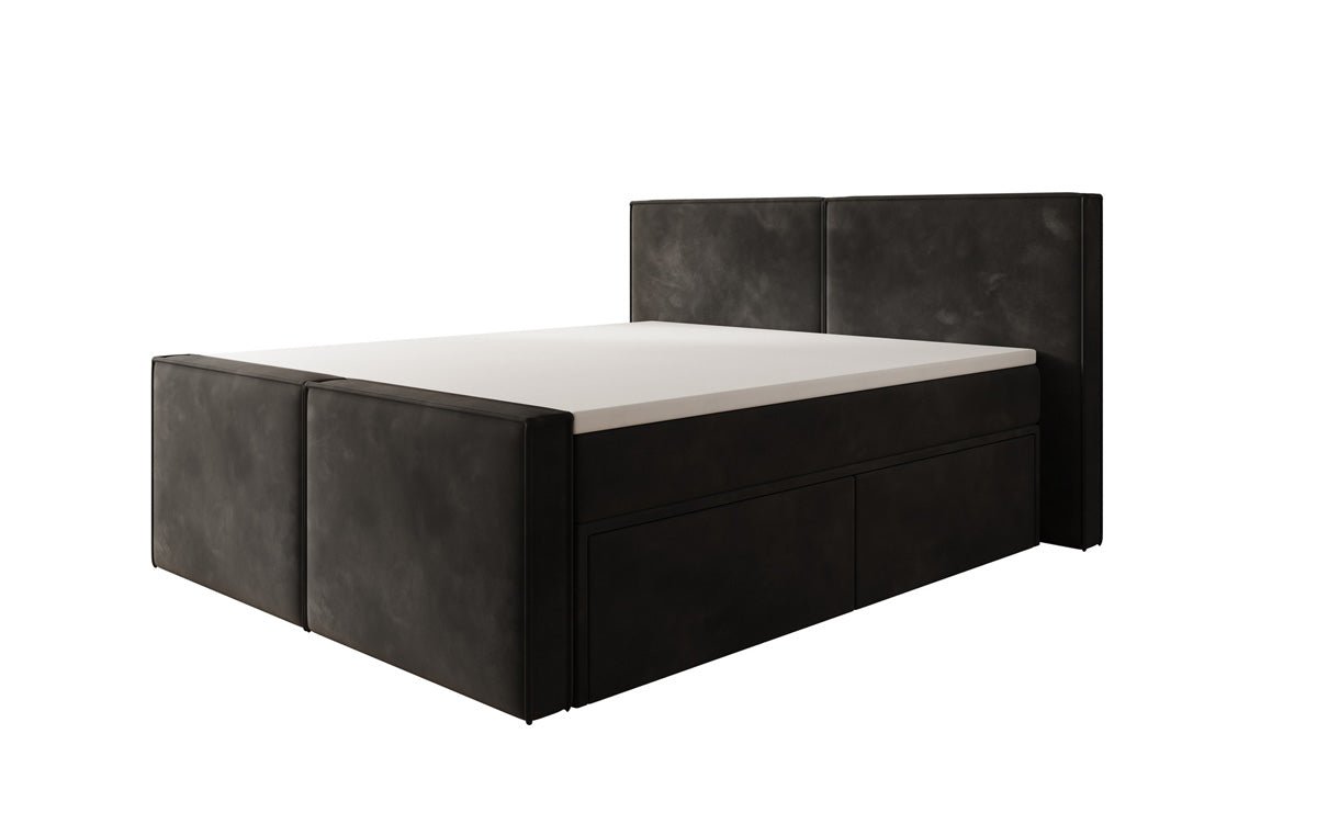 Box spring bed Ophelia II with drawers in velvet