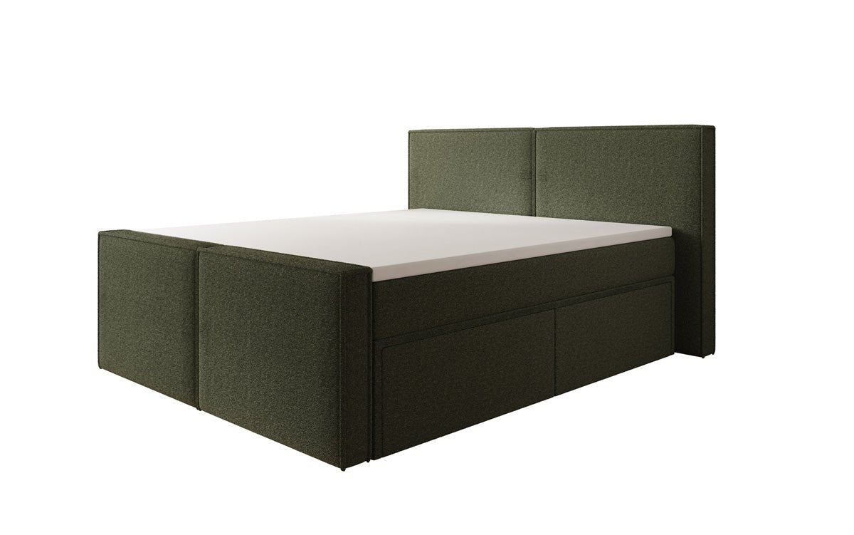 Box spring bed Ophelia II with drawers in teddy bouclé