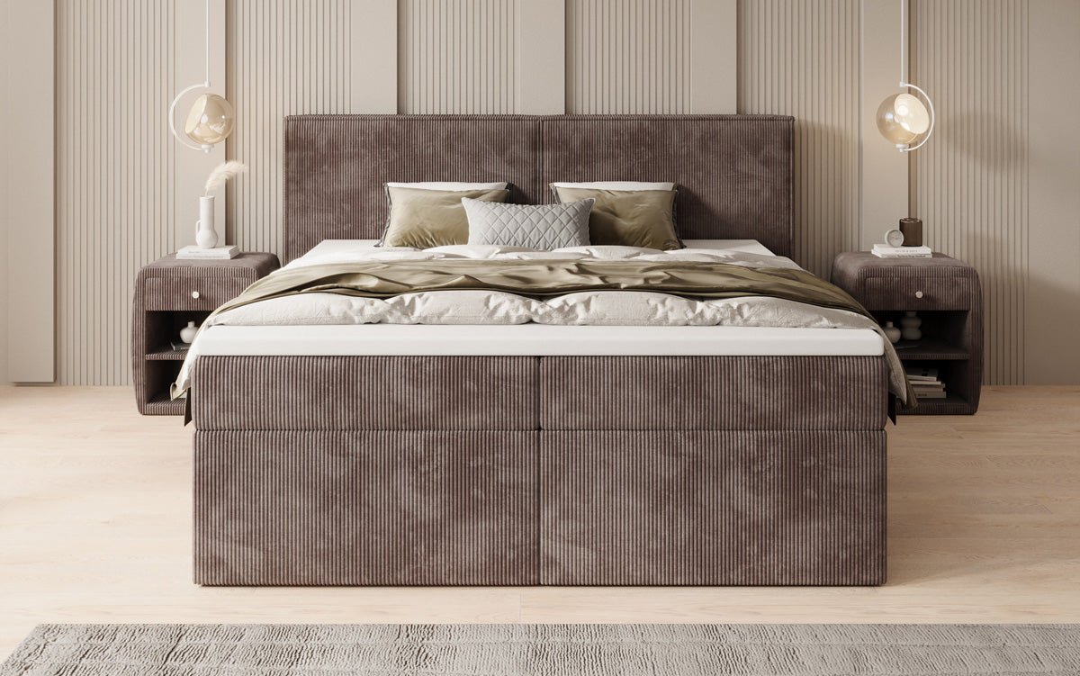 Box spring bed Ophelia with drawers in Corduroy