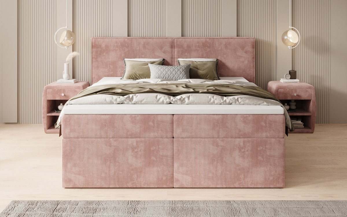 Box spring bed Ophelia with drawers in Corduroy