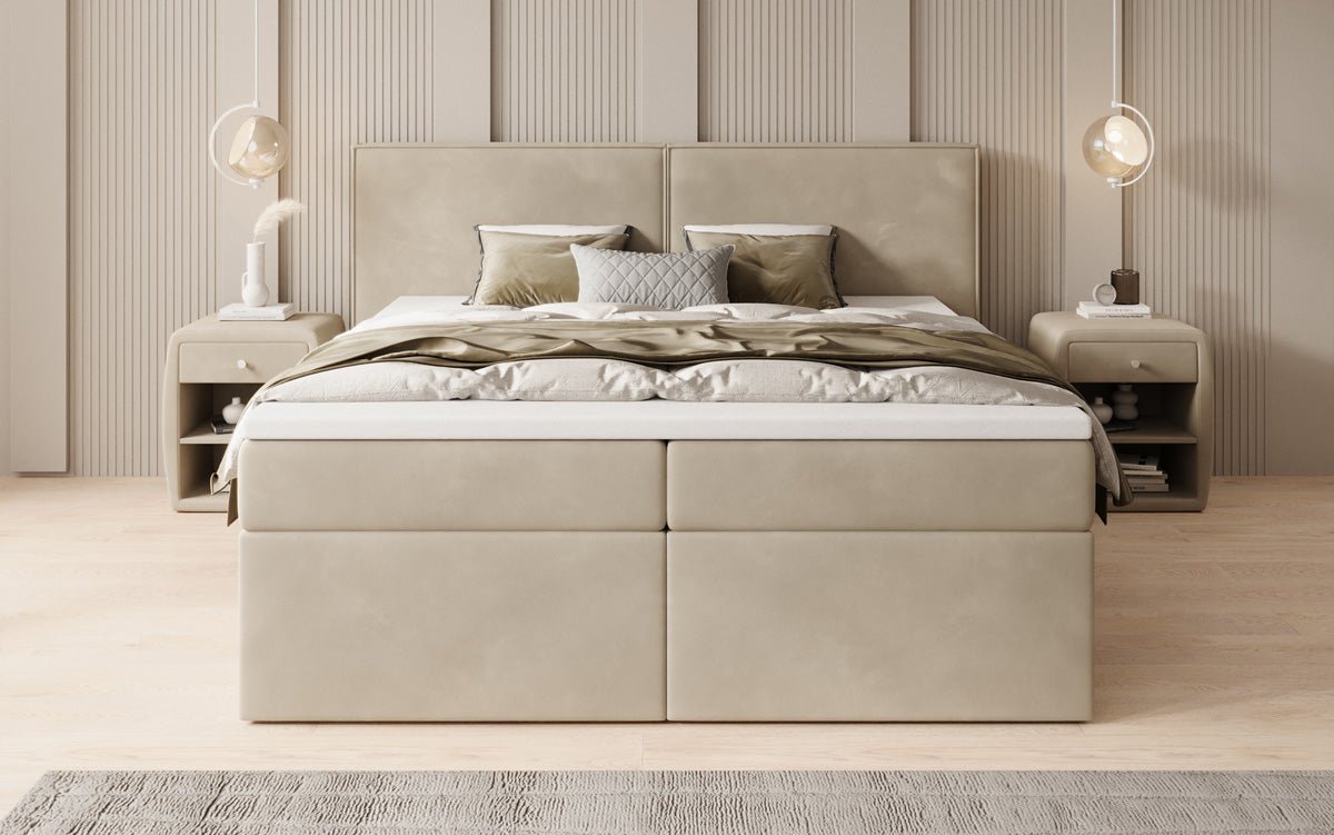 Boxspringbett Ophelia mit Schubladen in Samt