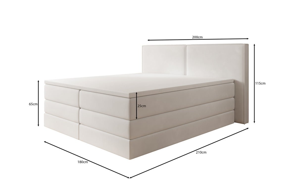 Box spring bed Ophelia with lift-up storage in velvet