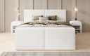 Box spring bed Ophelia II with lift-up storage in teddy bouclé