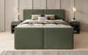 Box spring bed Ophelia II with lift-up storage in teddy bouclé