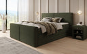Box spring bed Ophelia II with lift-up storage in teddy bouclé