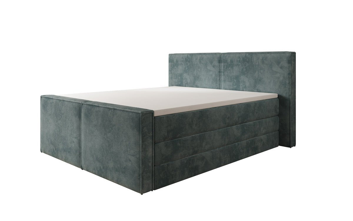 Box spring bed Ophelia II with lift-up storage in Corduroy
