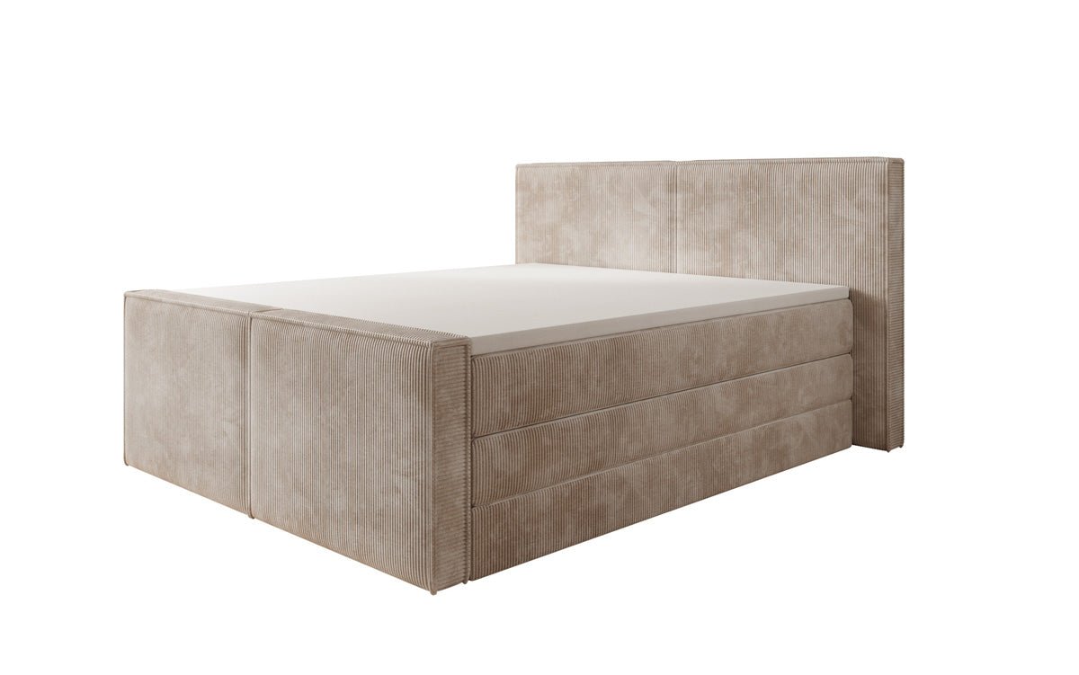 Box spring bed Ophelia II with lift-up storage in Corduroy