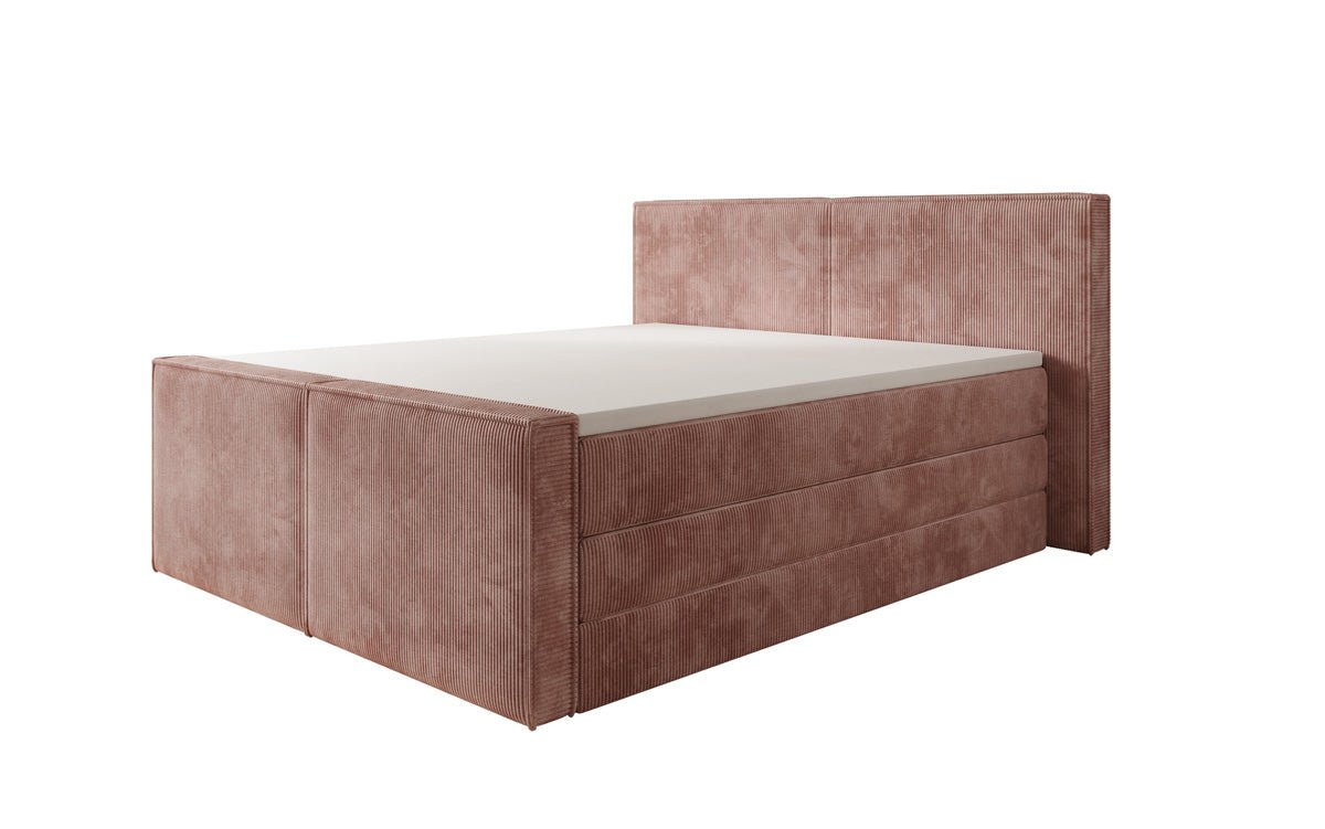 Box spring bed Ophelia II with lift-up storage in Corduroy