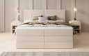 Box spring bed Ophelia with lift-up storage in teddy bouclé