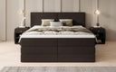 Box spring bed Ophelia with lift-up storage in teddy bouclé