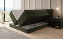 Box spring bed Ophelia with lift-up storage in teddy bouclé