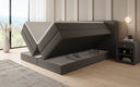 Box spring bed Ophelia with lift-up storage in teddy bouclé