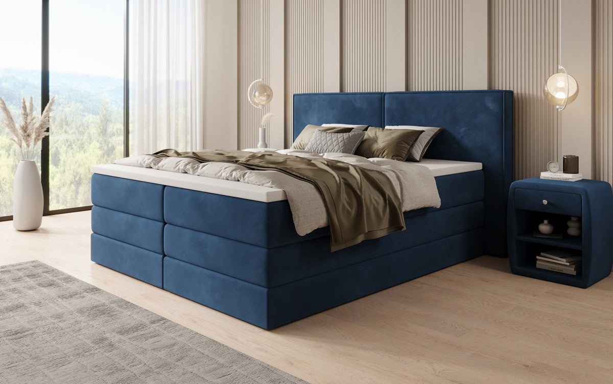 Box spring bed Ophelia with lift-up storage in velvet