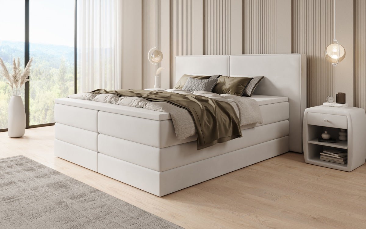 Box spring bed Ophelia with lift-up storage in velvet