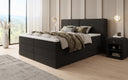 Box spring bed Ophelia with lift-up storage in teddy bouclé