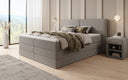 Box spring bed Ophelia with lift-up storage in teddy bouclé