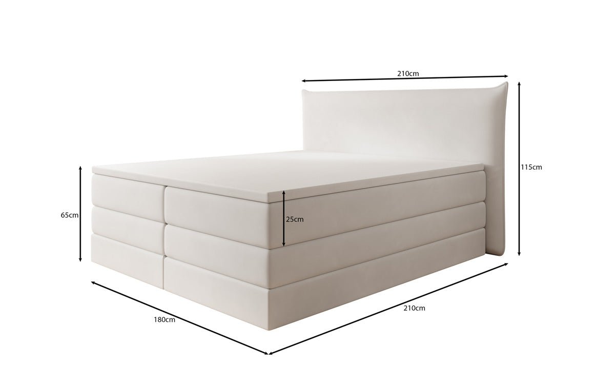 Box spring bed Liana with lift-up storage in velvet