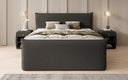 Box spring bed Liana II with lift-up storage in teddy bouclé