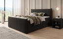 Box spring bed Liana II with lift-up storage in teddy bouclé