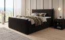 Box spring bed Liana II with lift-up storage in teddy bouclé