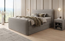 Box spring bed Liana II with lift-up storage in teddy bouclé