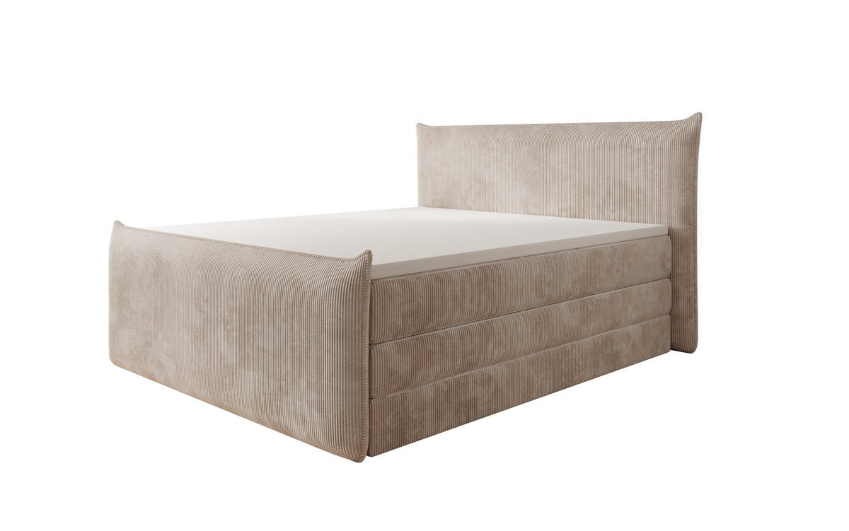 Box spring bed Liana II with lift-up storage in Corduroy