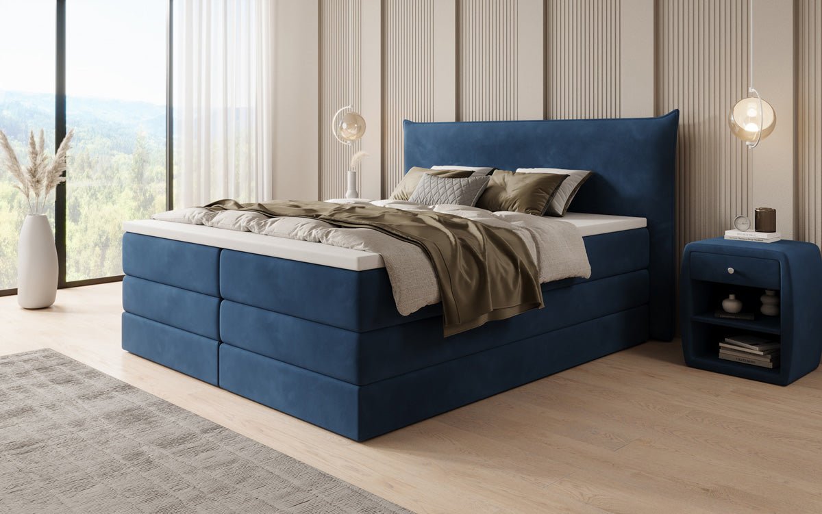 Box spring bed Liana with lift-up storage in velvet