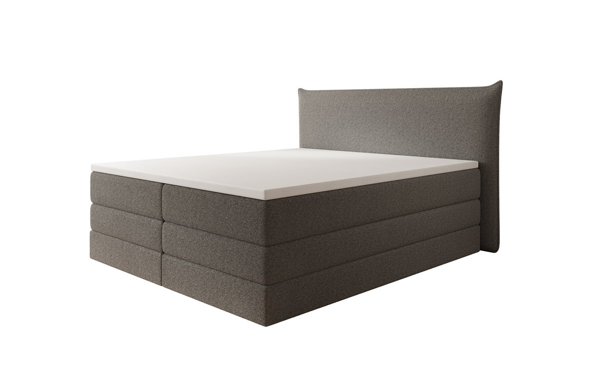 Box spring bed Liana with lift-up storage in teddy bouclé