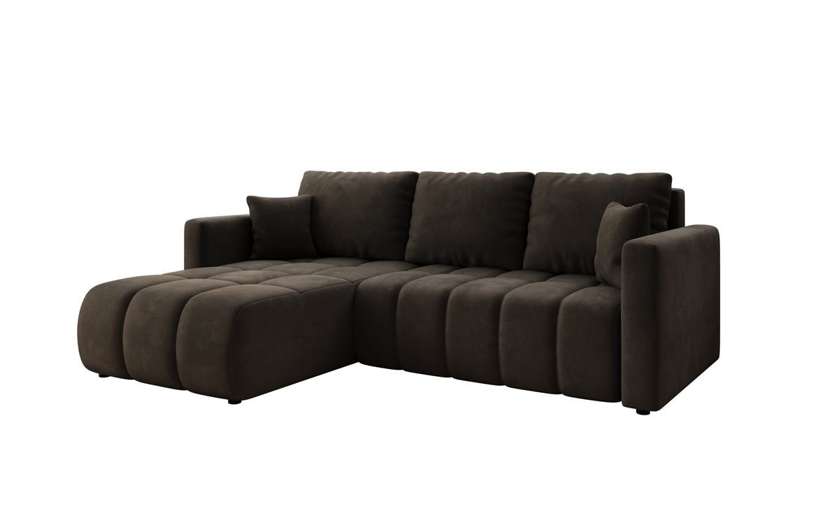 Designer sofa Beatrice L with sleeping and folding function in velvet