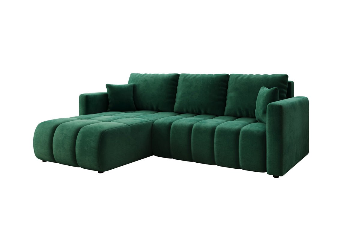 Designer sofa Beatrice L with sleeping and folding function in velvet