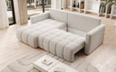 Designer corner sofa Beatrice with sleeping and fold-out function in bouclé