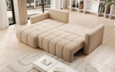 Designer corner sofa Beatrice with sleeping and fold-out function in bouclé