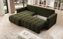 Designer corner sofa Beatrice with sleeping and fold-out function in bouclé