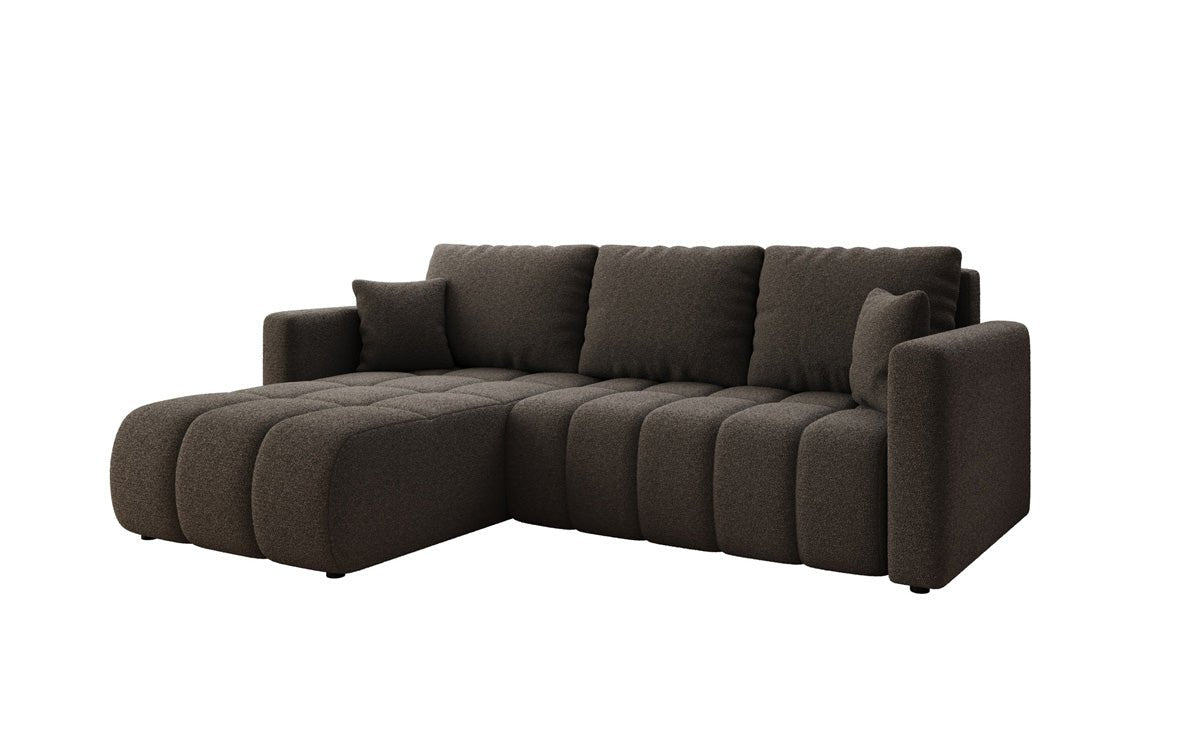 Designer sofa Beatrice L with sleeping and folding function in bouclé