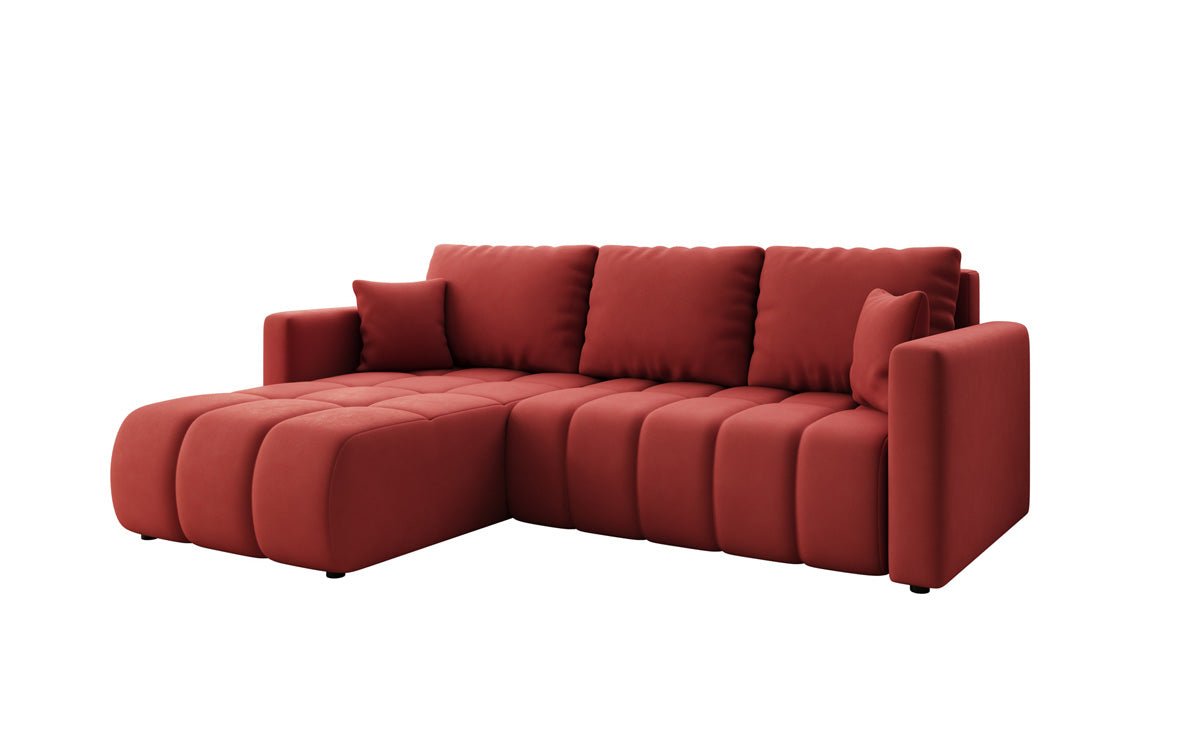 Designer sofa Beatrice L with sleeping and folding function in fabric