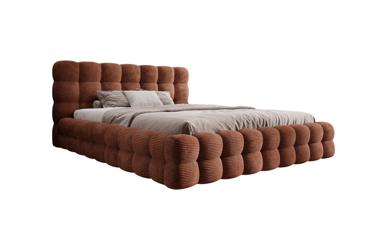 Designer Upholstered Bed Calimo in Corduroy with Storage Space
