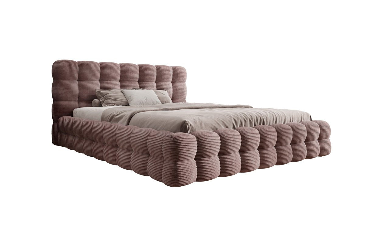 Designer Upholstered Bed Calimo in Corduroy with Storage Space
