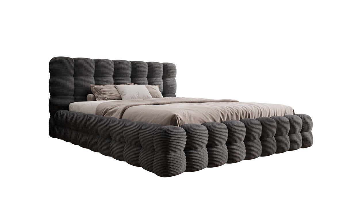 Designer Upholstered Bed Calimo in Corduroy with Storage Space