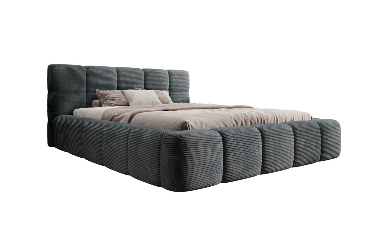Designer Upholstered Bed Nox in Corduroy with Storage