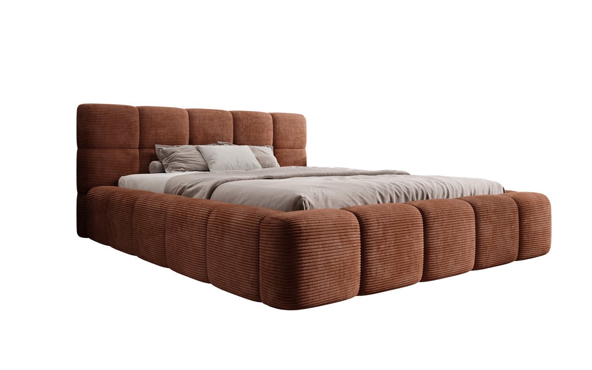 Designer Upholstered Bed Nox in Corduroy with Storage