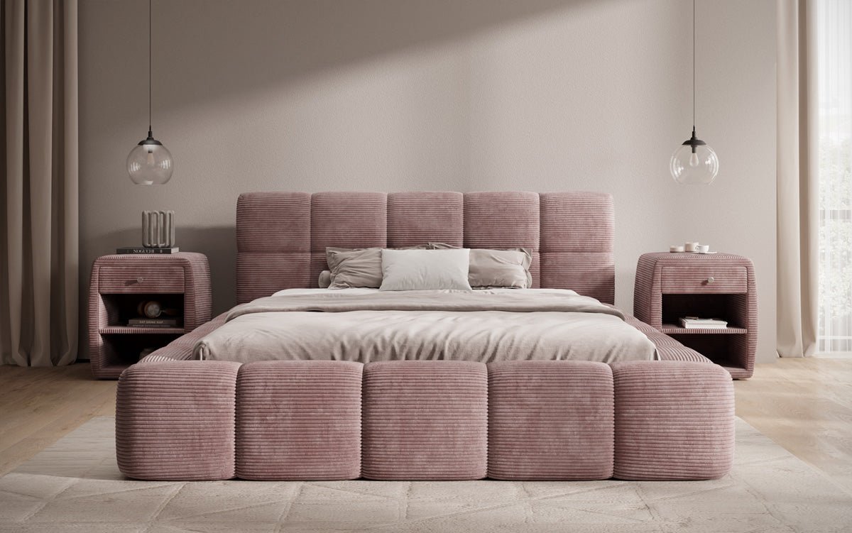 Designer Upholstered Bed Nox in Corduroy with Storage