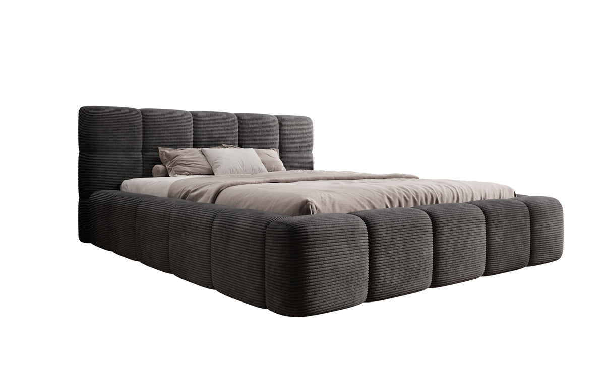 Designer Upholstered Bed Nox in Corduroy with Storage