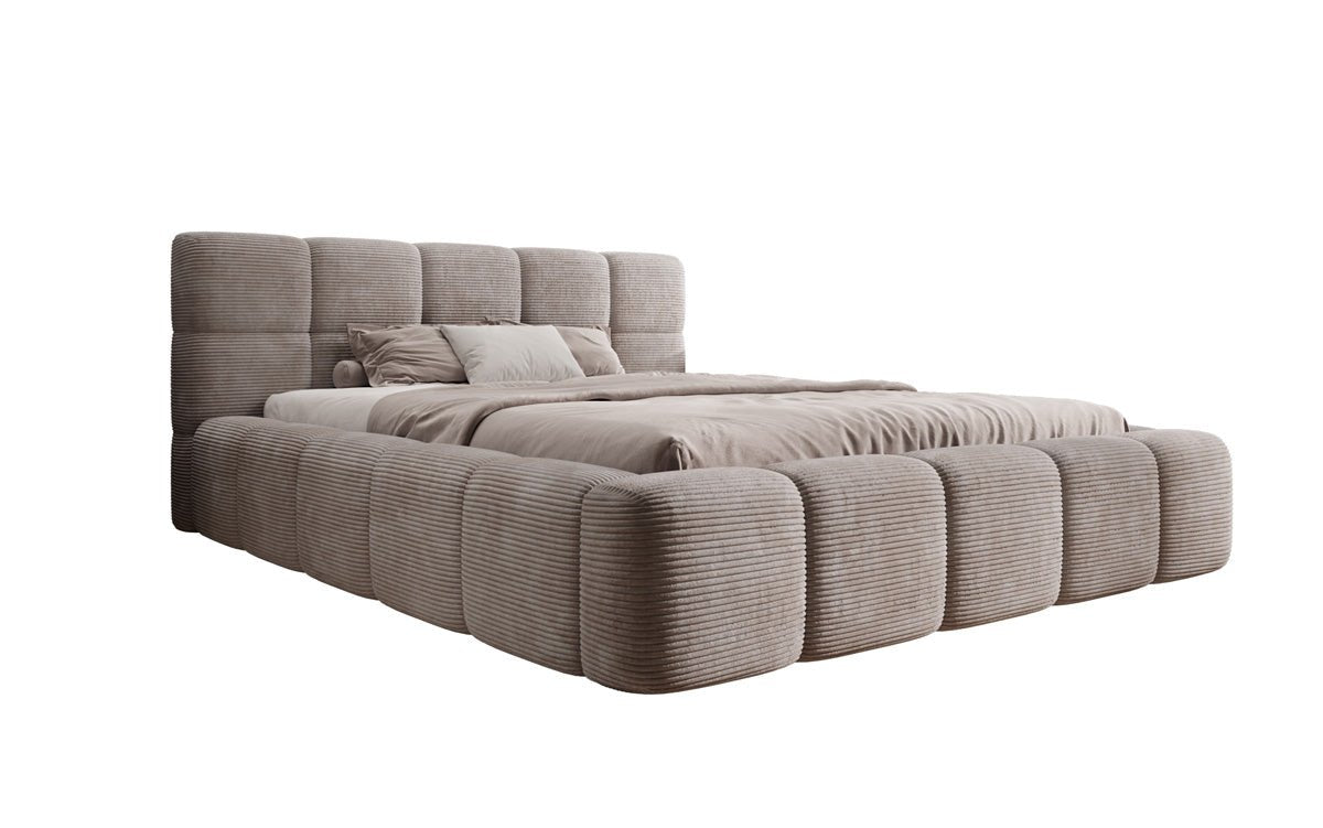Designer Upholstered Bed Nox in Corduroy with Storage