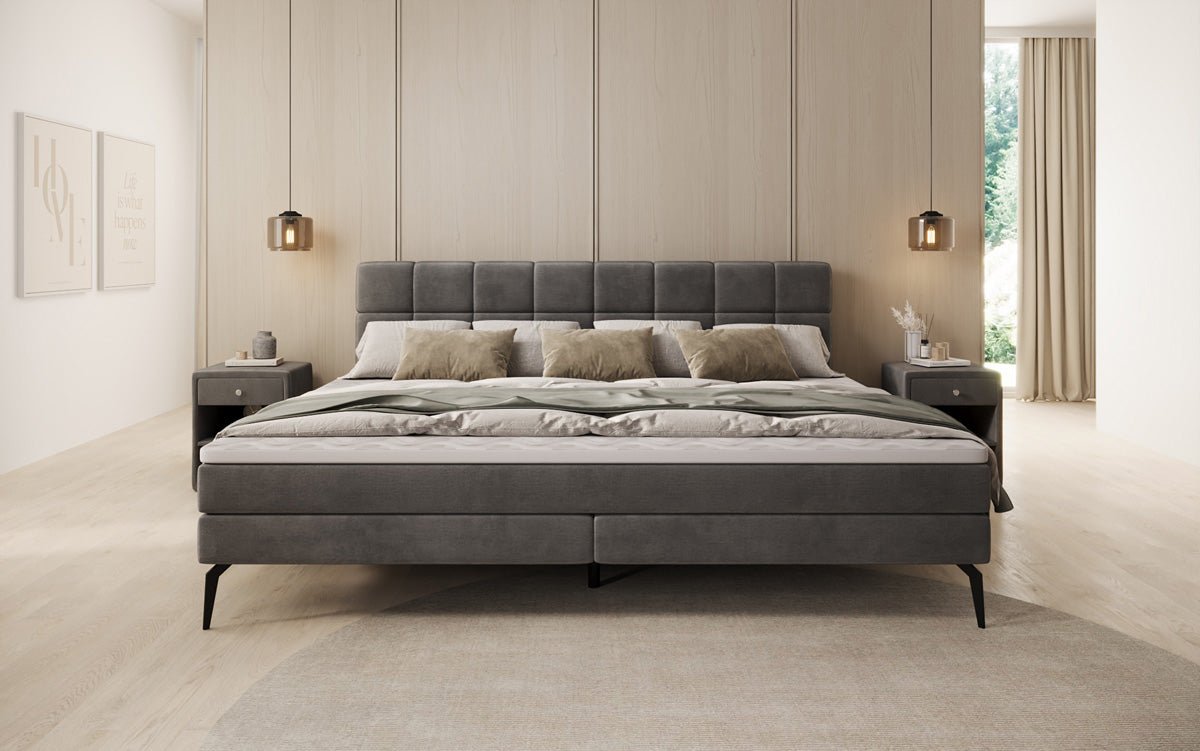 Family Box Spring Bed Savona – 220/240x200 in Velvet