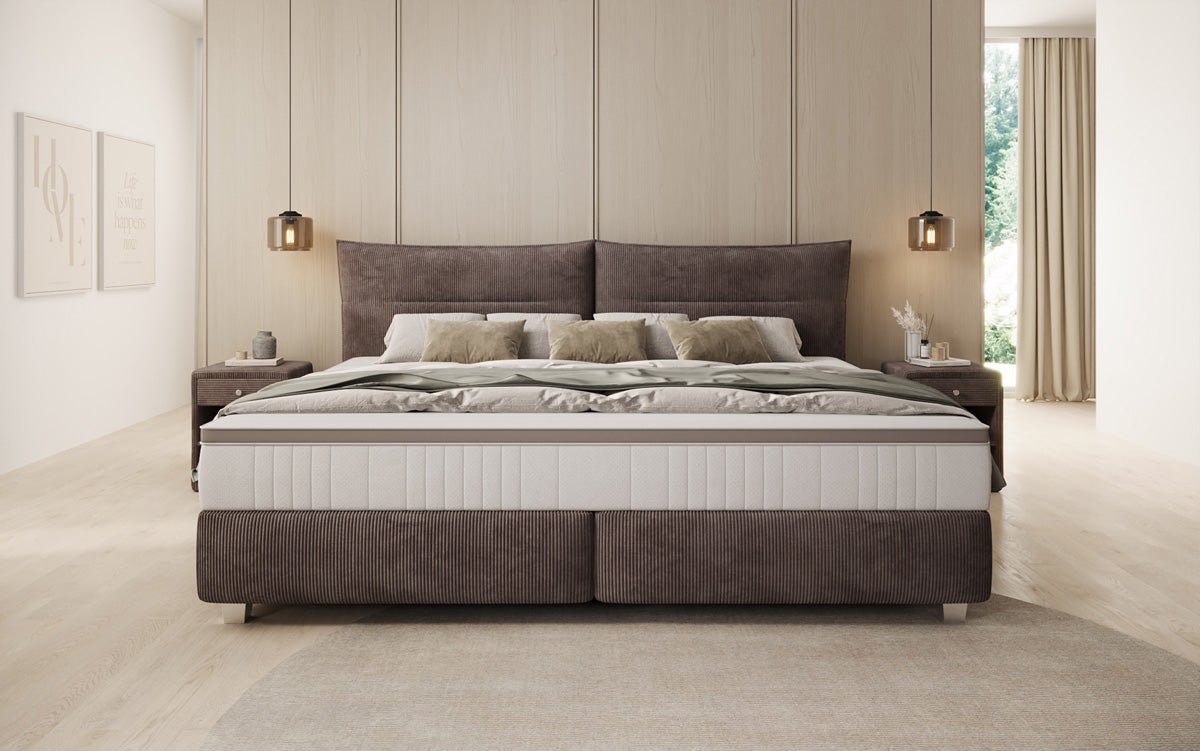 Family Box Spring Bed Aurelio in 220/240x200 in Corduroy