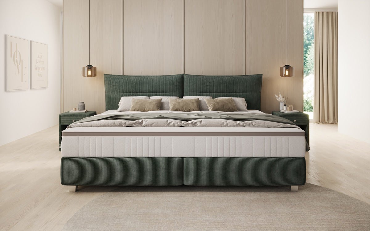 Family Box Spring Bed Aurelio in 220/240x200 in Corduroy