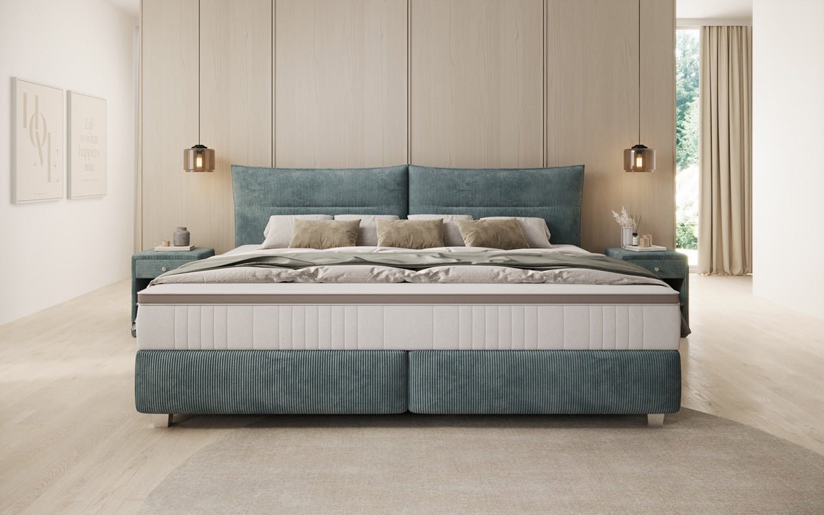 Family Box Spring Bed Aurelio in 220/240x200 in Corduroy
