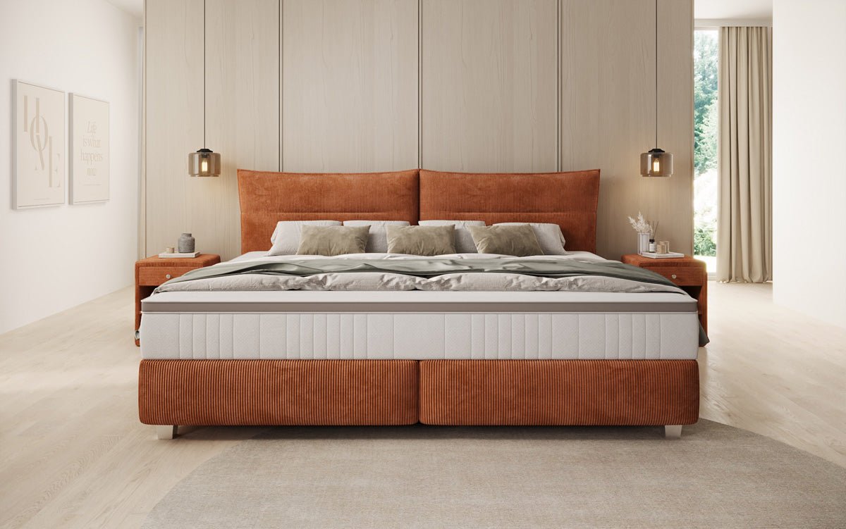 Family Box Spring Bed Aurelio in 220/240x200 in Corduroy